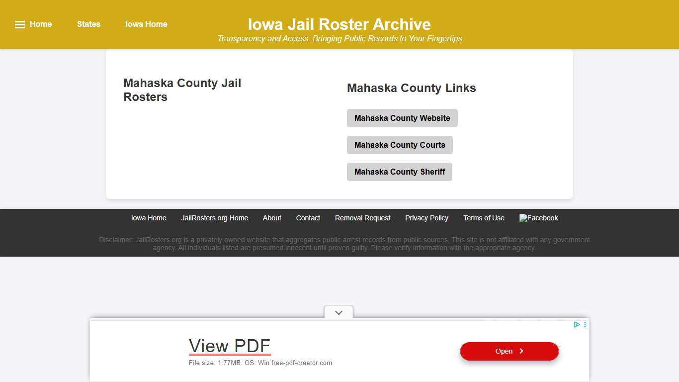 Mahaska County - Iowa Jail Rosters