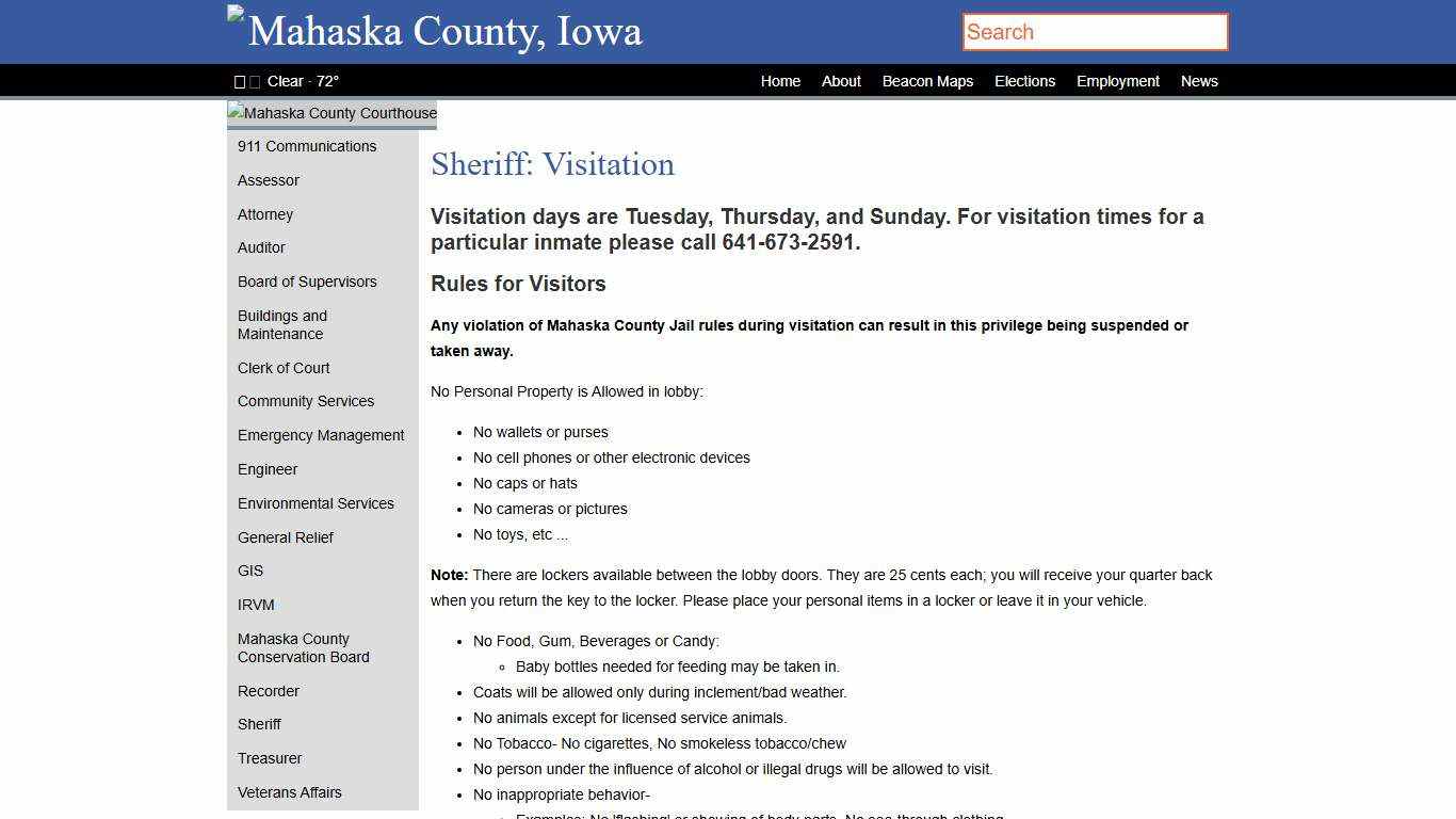 Jail Visitation - Mahaska County, Iowa | mahaskacountyia.gov
